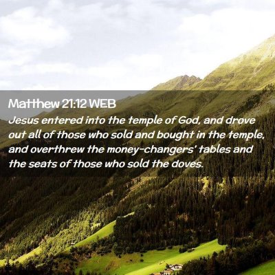 Picture 02 - Matthew 21:12 WEB - Jesus entered into the temple of God, and drove - Bible Verse Picture