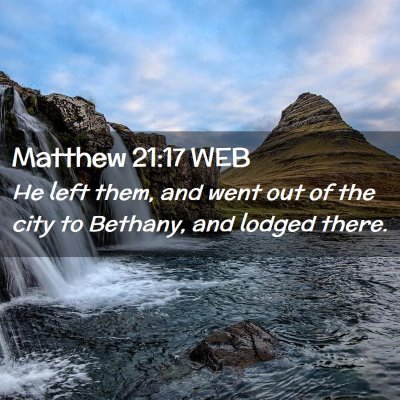 Picture 02 - Matthew 21:17 WEB - He left them, and went out of the city to - Bible Verse Picture