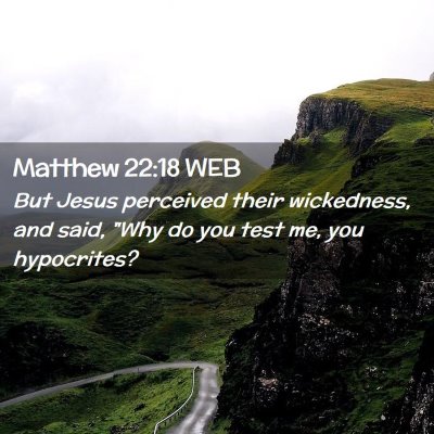 Picture 02 - Matthew 22:18 WEB - But Jesus perceived their wickedness, and said, - Bible Verse Picture