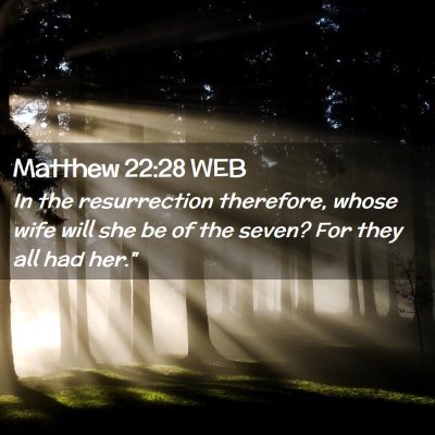 Picture 02 - Matthew 22:28 WEB - In the resurrection therefore, whose wife will - Bible Verse Picture