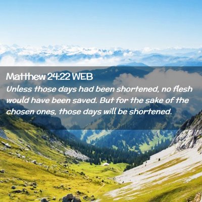 Picture 02 - Matthew 24:22 WEB - Unless those days had been shortened, no flesh - Bible Verse Picture
