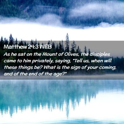 Picture 02 - Matthew 24:3 WEB - As he sat on the Mount of Olives, the disciples - Bible Verse Picture