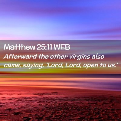 Picture 02 - Matthew 25:11 WEB - Afterward the other virgins also came, saying, - Bible Verse Picture
