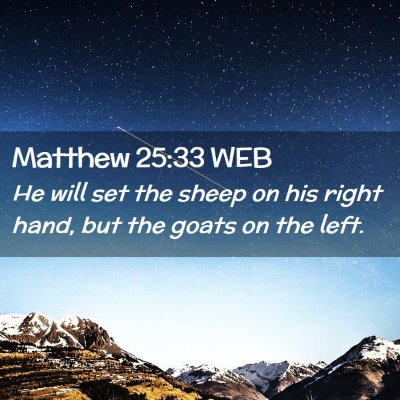 Picture 02 - Matthew 25:33 WEB - He will set the sheep on his right hand, but the - Bible Verse Picture
