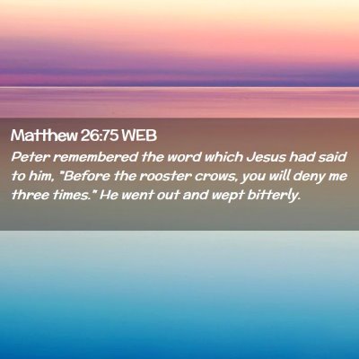 Picture 02 - Matthew 26:75 WEB - Peter remembered the word which Jesus had said to - Bible Verse Picture