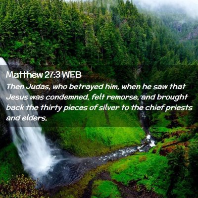 Picture 02 - Matthew 27:3 WEB - Then Judas, who betrayed him, when he saw that - Bible Verse Picture