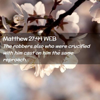 Picture 02 - Matthew 27:44 WEB - The robbers also who were crucified with him cast - Bible Verse Picture