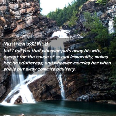 Picture 02 - Matthew 5:32 WEB - but I tell you that whoever puts away his wife, - Bible Verse Picture