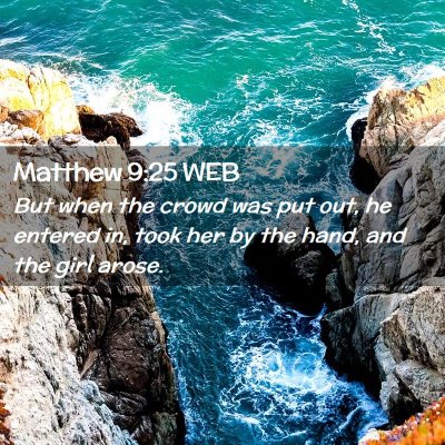 Picture 02 - Matthew 9:25 WEB - But when the crowd was put out, he entered in, - Bible Verse Picture
