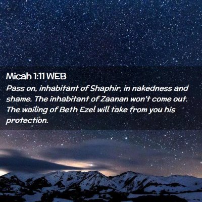 Picture 02 - Micah 1:11 WEB - Pass on, inhabitant of Shaphir, in nakedness and - Bible Verse Picture