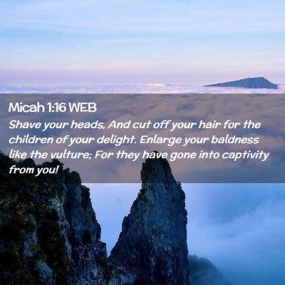 Picture 02 - Micah 1:16 WEB - Shave your heads, And cut off your hair for the - Bible Verse Picture