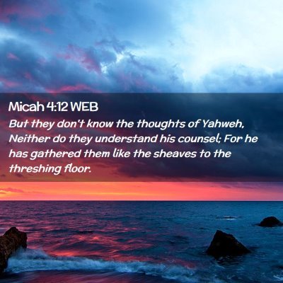 Picture 02 - Micah 4:12 WEB - But they don't know the thoughts of Yahweh, - Bible Verse Picture