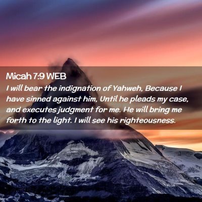 Picture 02 - Micah 7:9 WEB - I will bear the indignation of Yahweh, Because I - Bible Verse Picture
