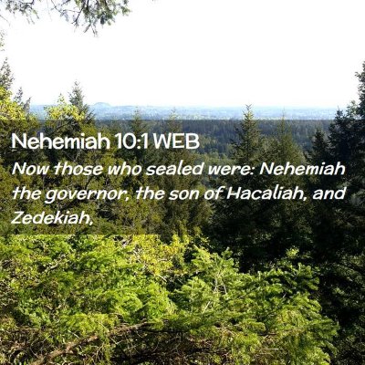 Picture 02 - Nehemiah 10:1 WEB - Now those who sealed were: Nehemiah the governor, - Bible Verse Picture