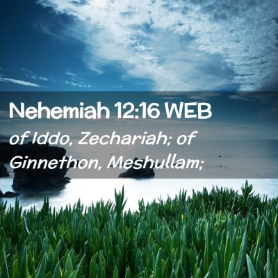 Picture 02 - Nehemiah 12:16 WEB - of Iddo, Zechariah; of Ginnethon, - Bible Verse Picture