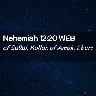 Picture 02 - Nehemiah 12:20 WEB - of Sallai, Kallai; of Amok, - Bible Verse Picture