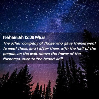 Picture 02 - Nehemiah 12:38 WEB - The other company of those who gave thanks went - Bible Verse Picture