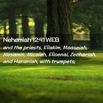 Picture 02 - Nehemiah 12:41 WEB - and the priests, Eliakim, Maaseiah, Miniamin, - Bible Verse Picture