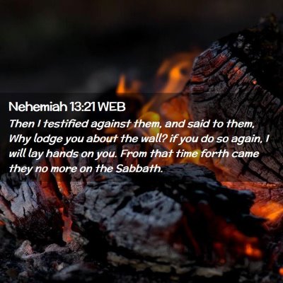 Picture 02 - Nehemiah 13:21 WEB - Then I testified against them, and said to them, - Bible Verse Picture