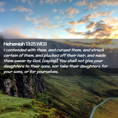 Picture 02 - Nehemiah 13:25 WEB - I contended with them, and cursed them, and - Bible Verse Picture