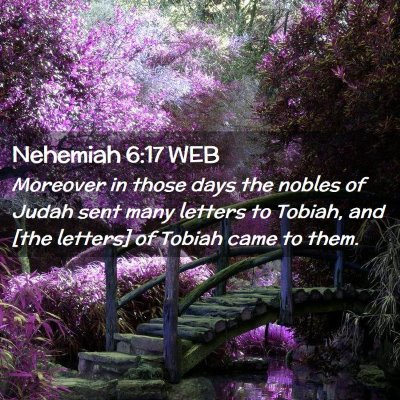 Picture 02 - Nehemiah 6:17 WEB - Moreover in those days the nobles of Judah sent - Bible Verse Picture