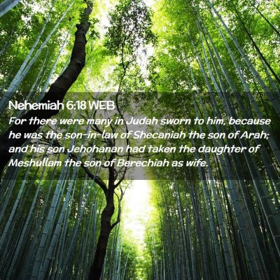 Picture 02 - Nehemiah 6:18 WEB - For there were many in Judah sworn to him, - Bible Verse Picture