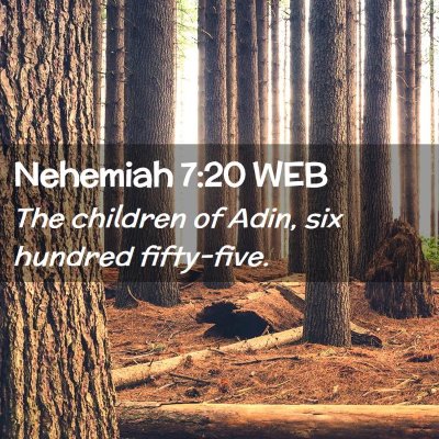 Picture 02 - Nehemiah 7:20 WEB - The children of Adin, six hundred - Bible Verse Picture