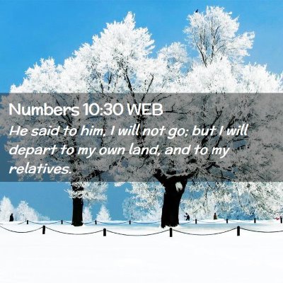 Picture 02 - Numbers 10:30 WEB - He said to him, I will not go; but I will depart - Bible Verse Picture