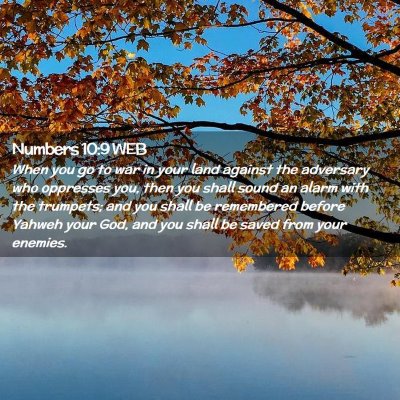 Picture 02 - Numbers 10:9 WEB - When you go to war in your land against the - Bible Verse Picture