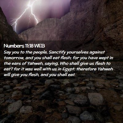 Picture 02 - Numbers 11:18 WEB - Say you to the people, Sanctify yourselves - Bible Verse Picture