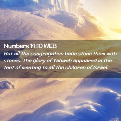 Picture 02 - Numbers 14:10 WEB - But all the congregation bade stone them with - Bible Verse Picture