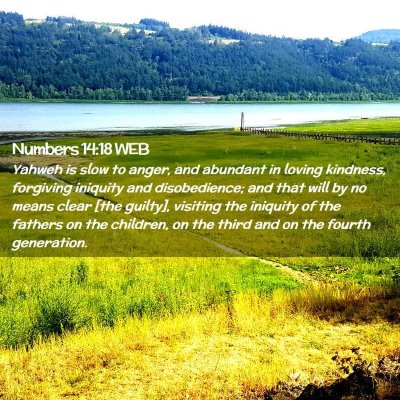 Picture 02 - Numbers 14:18 WEB - Yahweh is slow to anger, and abundant in loving - Bible Verse Picture