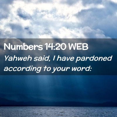 Picture 02 - Numbers 14:20 WEB - Yahweh said, I have pardoned according to your - Bible Verse Picture
