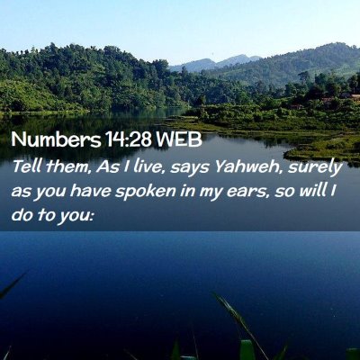 Picture 02 - Numbers 14:28 WEB - Tell them, As I live, says Yahweh, surely as you - Bible Verse Picture