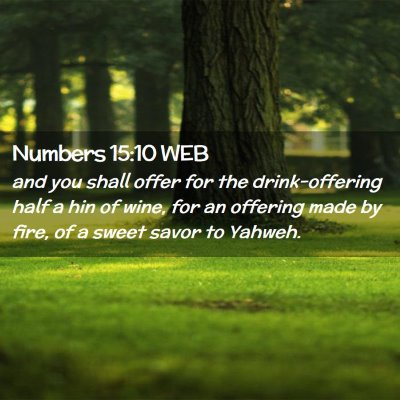Picture 02 - Numbers 15:10 WEB - and you shall offer for the drink-offering half a - Bible Verse Picture