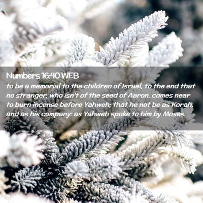 Picture 02 - Numbers 16:40 WEB - to be a memorial to the children of Israel, to - Bible Verse Picture