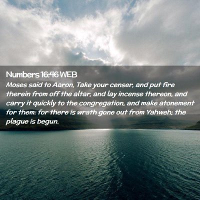 Picture 02 - Numbers 16:46 WEB - Moses said to Aaron, Take your censer, and put - Bible Verse Picture