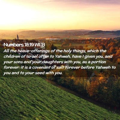 Picture 02 - Numbers 18:19 WEB - All the heave-offerings of the holy things, which - Bible Verse Picture