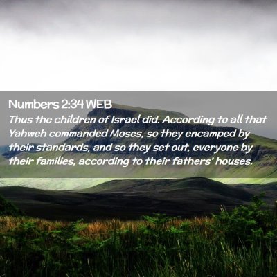 Picture 02 - Numbers 2:34 WEB - Thus the children of Israel did. According to all - Bible Verse Picture