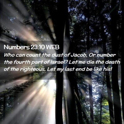 Picture 02 - Numbers 23:10 WEB - Who can count the dust of Jacob, Or number the - Bible Verse Picture