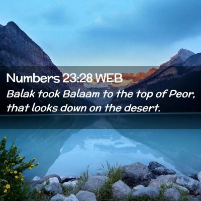 Picture 02 - Numbers 23:28 WEB - Balak took Balaam to the top of Peor, that looks - Bible Verse Picture