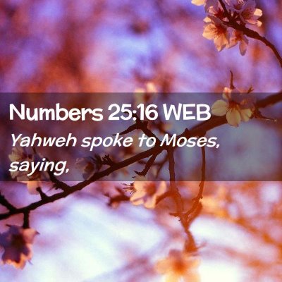 Picture 02 - Numbers 25:16 WEB - Yahweh spoke to Moses, - Bible Verse Picture