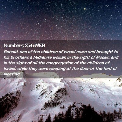 Picture 02 - Numbers 25:6 WEB - Behold, one of the children of Israel came and - Bible Verse Picture