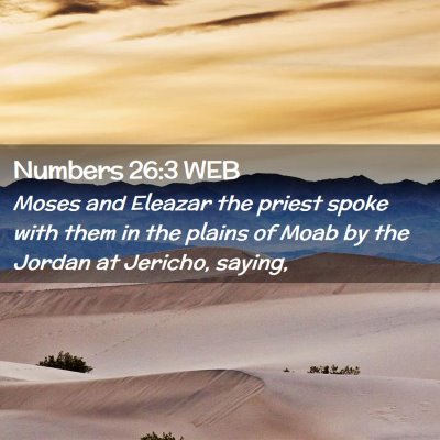 Picture 02 - Numbers 26:3 WEB - Moses and Eleazar the priest spoke with them in - Bible Verse Picture