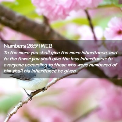 Picture 02 - Numbers 26:54 WEB - To the more you shall give the more inheritance, - Bible Verse Picture