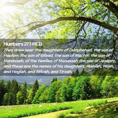 Picture 02 - Numbers 27:1 WEB - Then drew near the daughters of Zelophehad, the - Bible Verse Picture