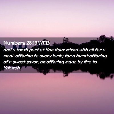 Picture 02 - Numbers 28:13 WEB - and a tenth part of fine flour mixed with oil for - Bible Verse Picture