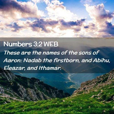 Picture 02 - Numbers 3:2 WEB - These are the names of the sons of Aaron: Nadab - Bible Verse Picture