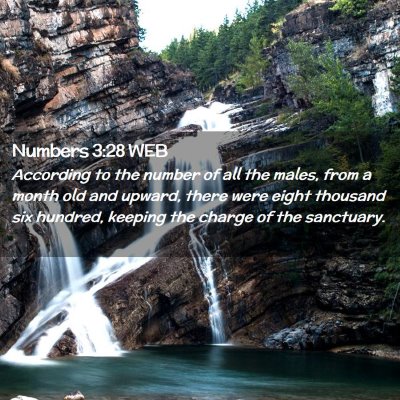 Picture 02 - Numbers 3:28 WEB - According to the number of all the males, from a - Bible Verse Picture
