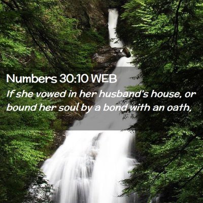 Picture 02 - Numbers 30:10 WEB - If she vowed in her husband's house, or bound her - Bible Verse Picture
